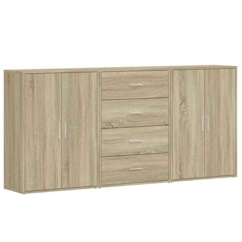 vidaXL Βοηθητικά Ντουλάπια 3 τεμ. Sonoma Δρυς 60x31x84 εκ. Επεξ. Ξύλο