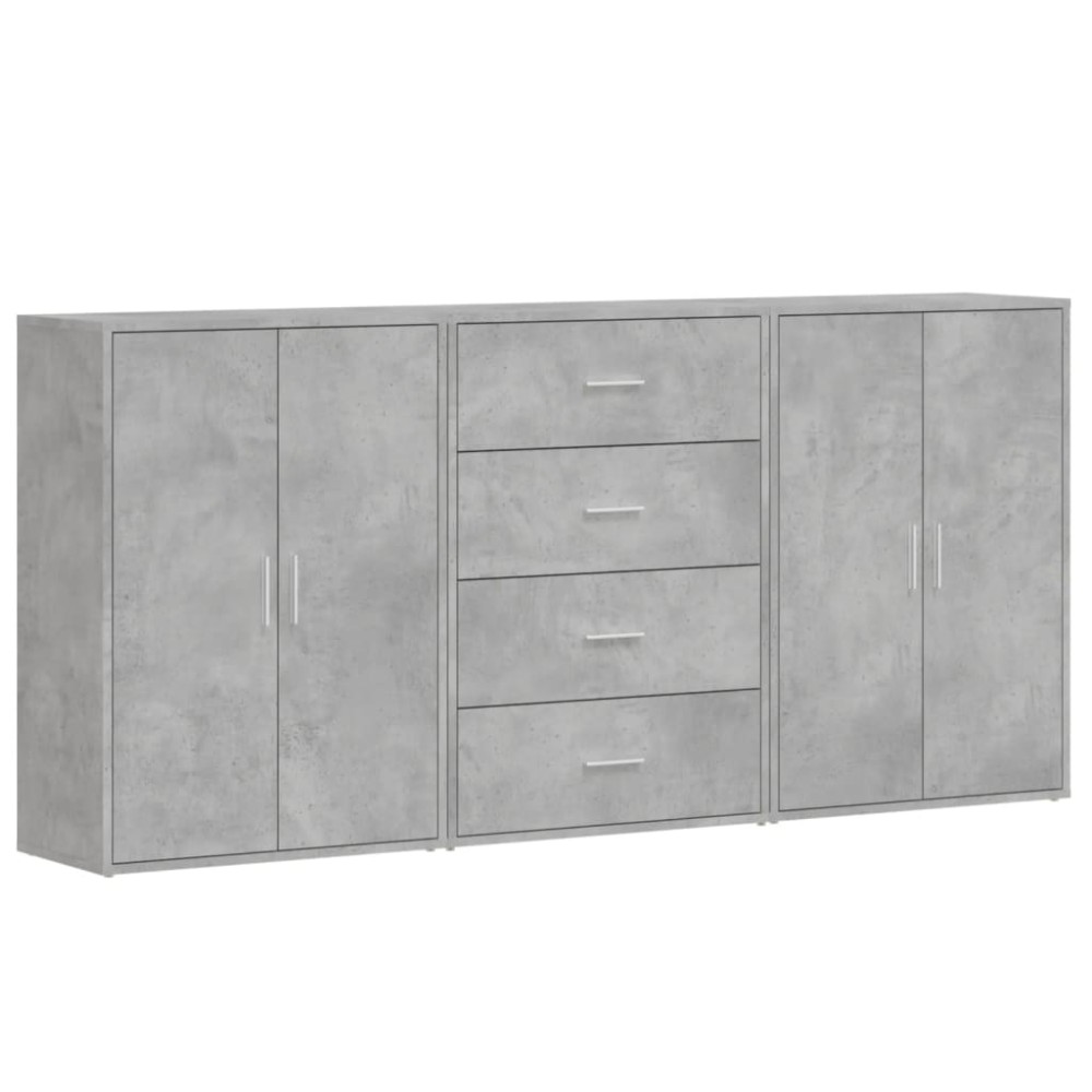 vidaXL Βοηθητικά Ντουλάπια 3 τεμ. Γκρι Σκυρ. 60x31x84 εκ. Επεξ. Ξύλο