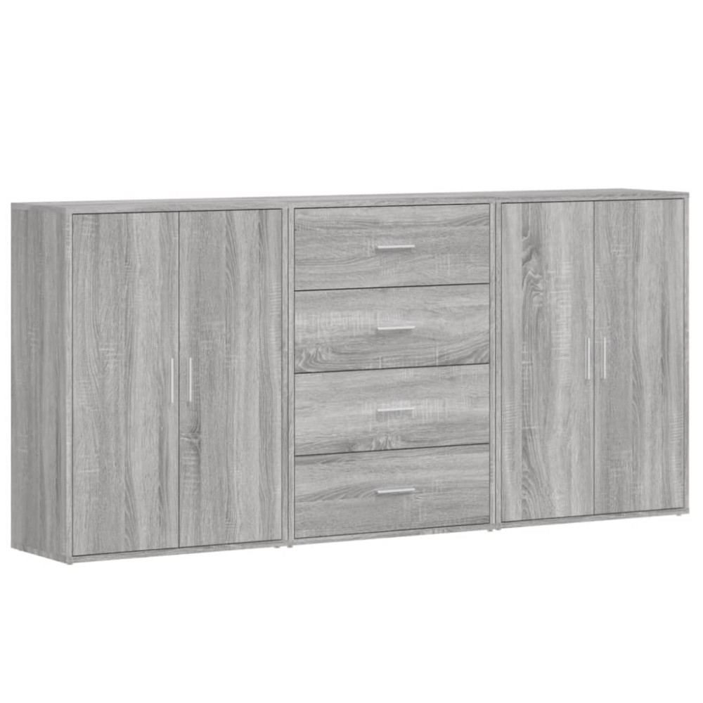 vidaXL Βοηθητικά Ντουλάπια 3 τεμ. Γκρι Sonoma 60x31x84 εκ. Επεξ. Ξύλο