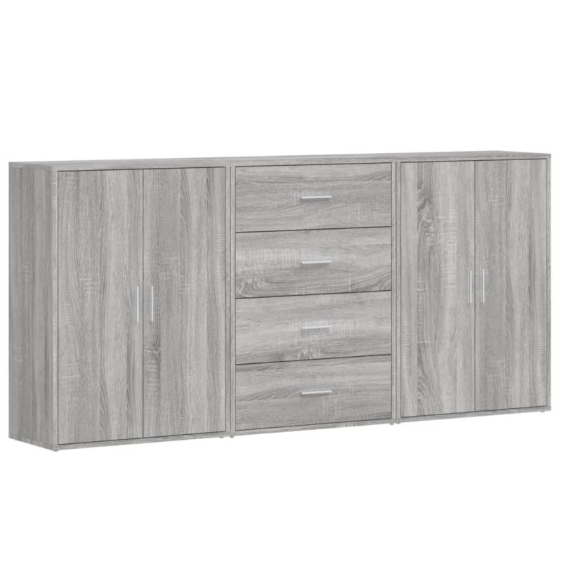 vidaXL Βοηθητικά Ντουλάπια 3 τεμ. Γκρι Sonoma 60x31x84 εκ. Επεξ. Ξύλο