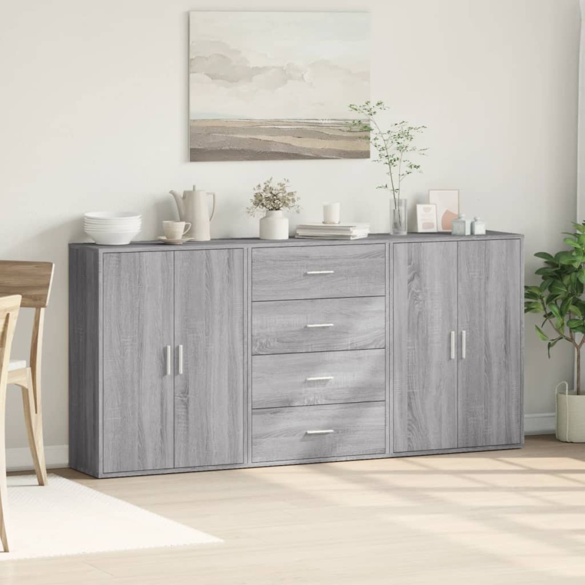 vidaXL Βοηθητικά Ντουλάπια 3 τεμ. Γκρι Sonoma 60x31x84 εκ. Επεξ. Ξύλο