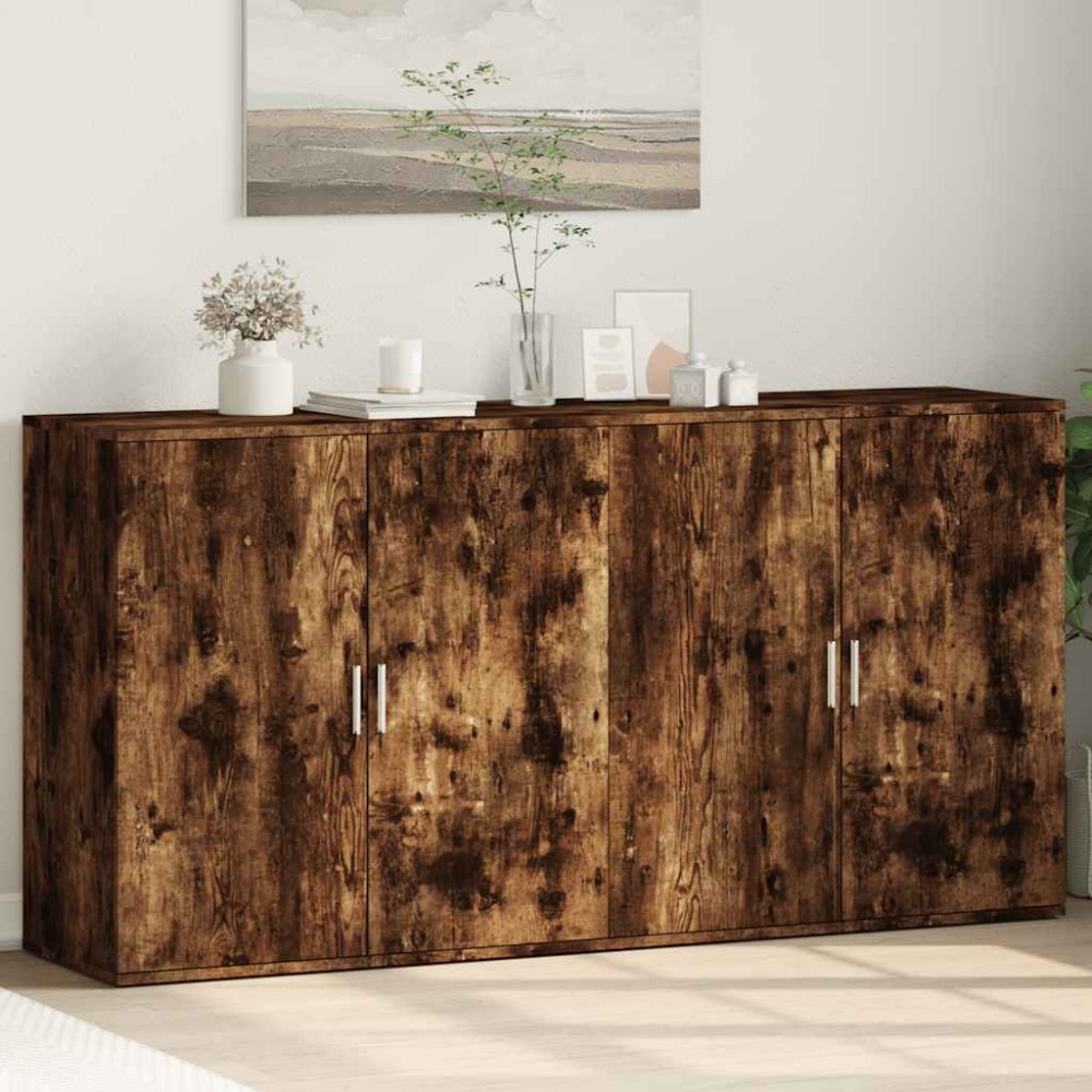 vidaXL Βοηθητικά Ντουλάπια 2 Τεμ. Καπνιστή Δρυς 79x38x80εκ. Επεξ. Ξύλο