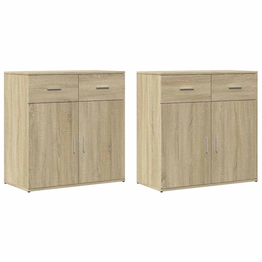 vidaXL Βοηθητικά Ντουλάπια 2 Τεμ. Sonoma Δρυς 79x38x80εκ. Επεξ. Ξύλο