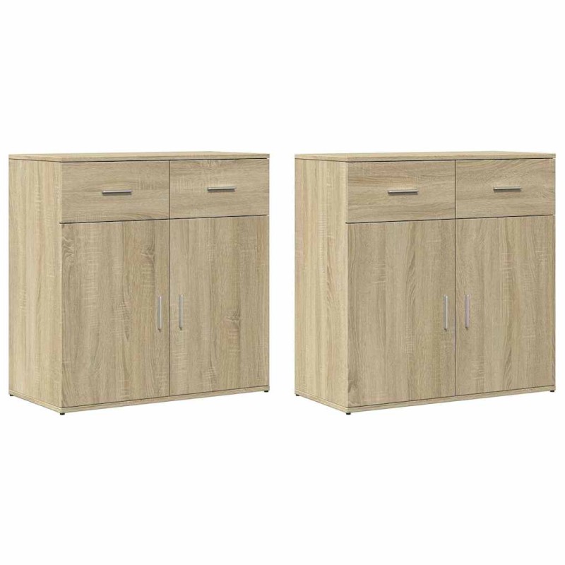 vidaXL Βοηθητικά Ντουλάπια 2 Τεμ. Sonoma Δρυς 79x38x80εκ. Επεξ. Ξύλο
