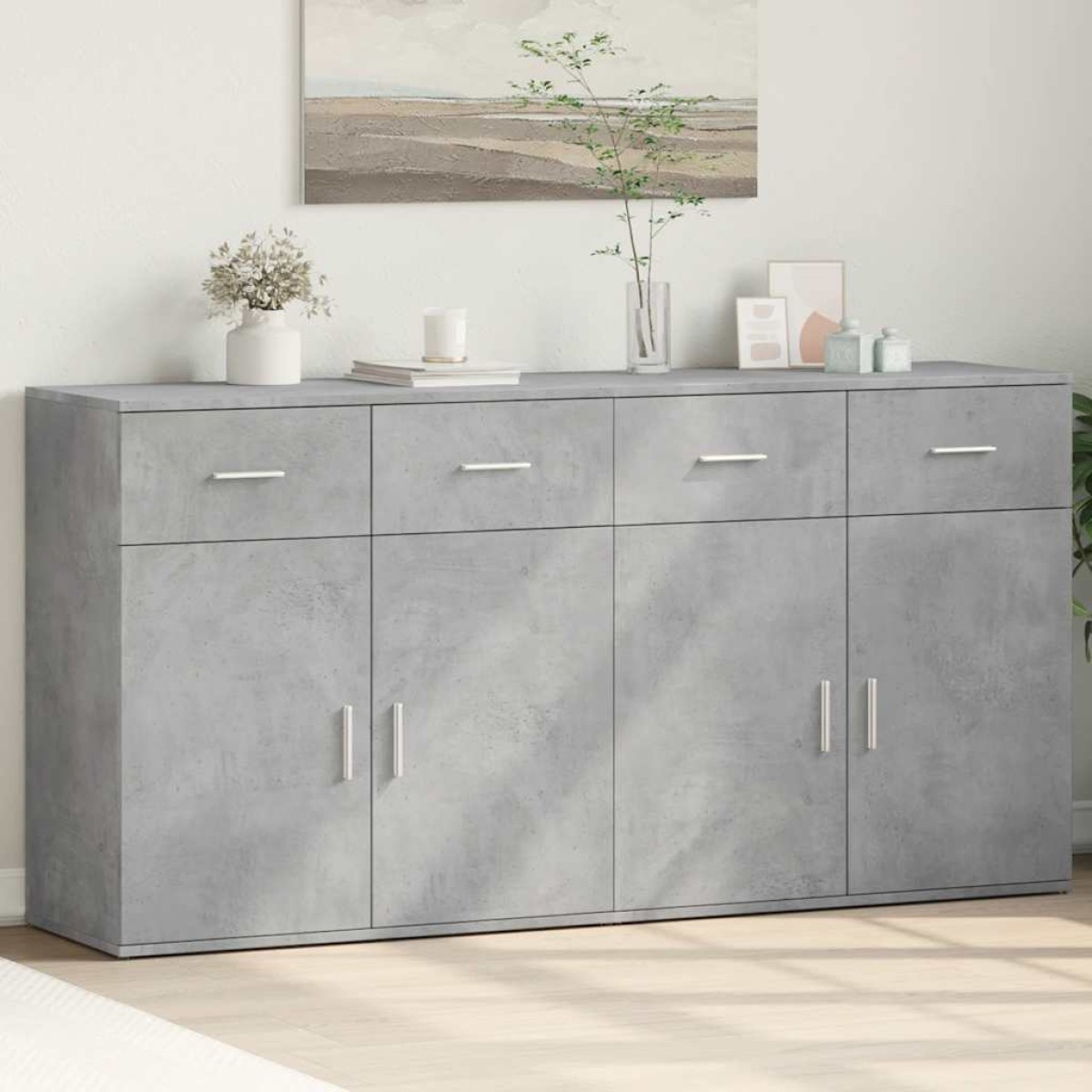 vidaXL Βοηθητικά Ντουλάπια 2 Τεμ. Σκυροδέματος 79x38x80 εκ. Επεξ. Ξύλο
