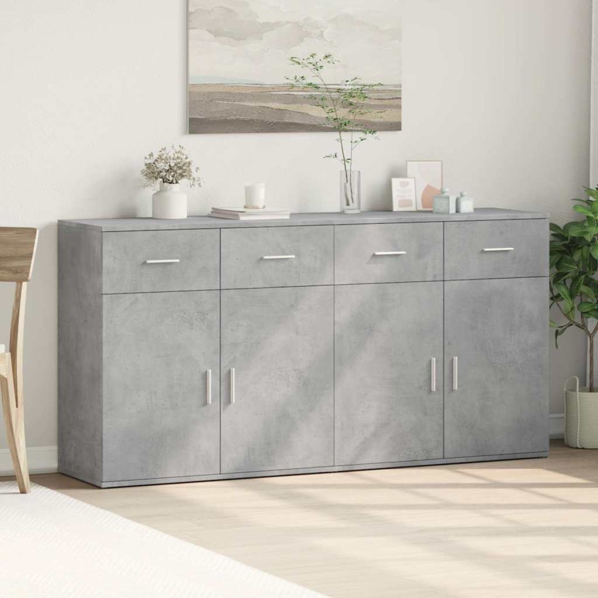 vidaXL Βοηθητικά Ντουλάπια 2 Τεμ. Σκυροδέματος 79x38x80 εκ. Επεξ. Ξύλο