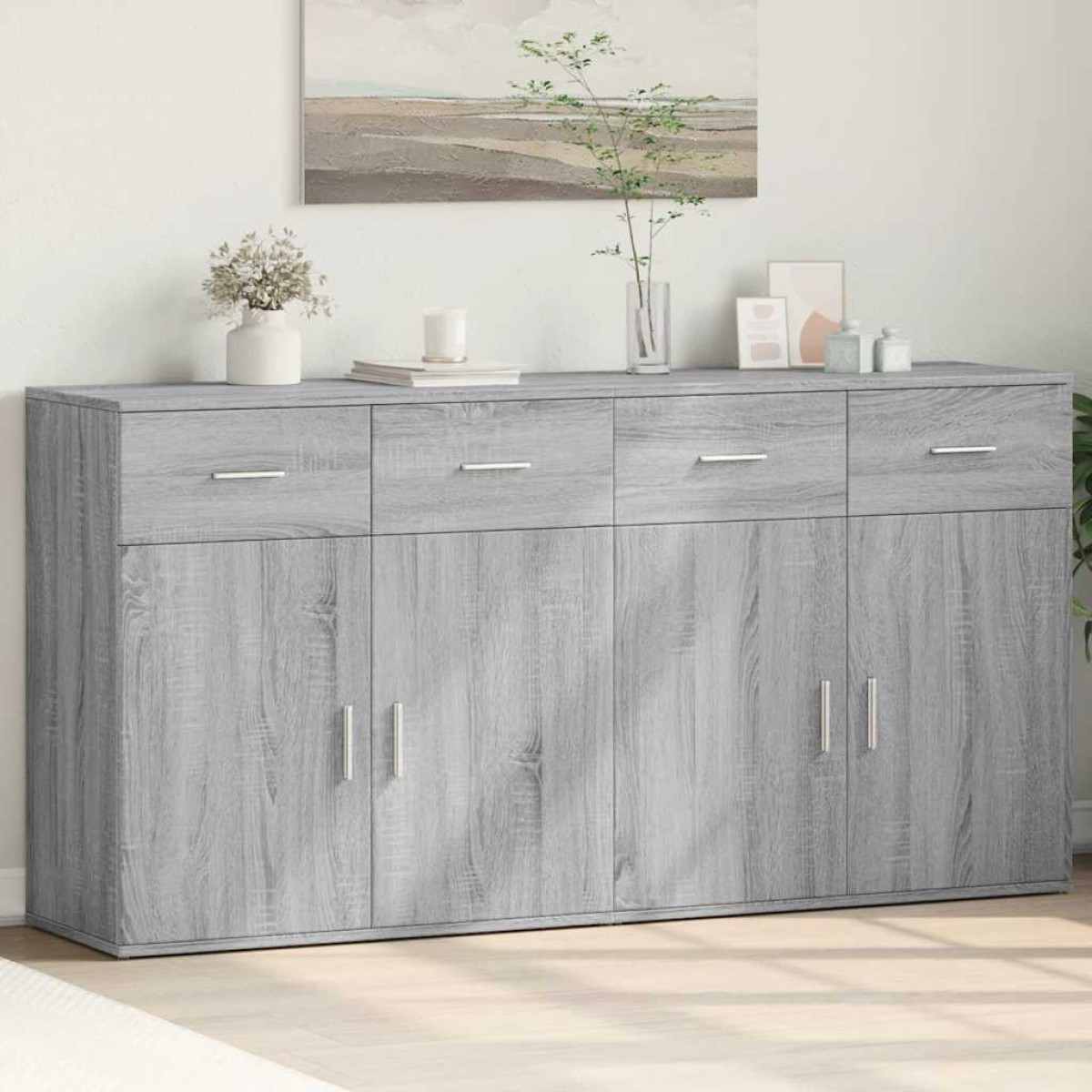 vidaXL Βοηθητικά Ντουλάπια 2 Τεμ. Γκρι Sonoma 79x38x80 εκ. Επεξ. Ξύλο