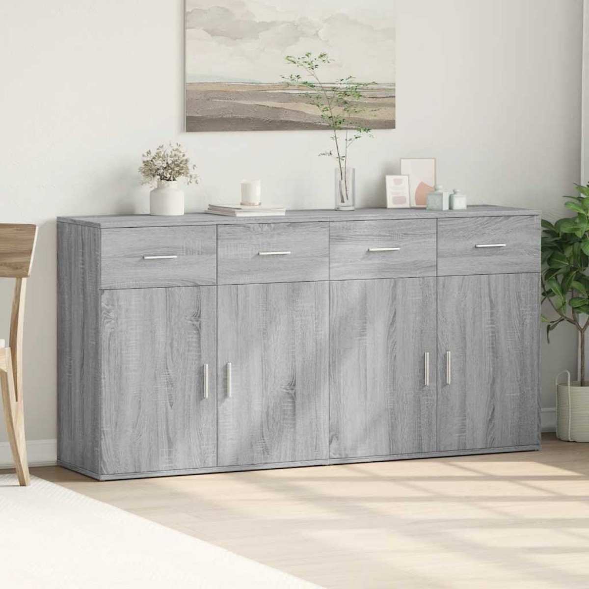 vidaXL Βοηθητικά Ντουλάπια 2 Τεμ. Γκρι Sonoma 79x38x80 εκ. Επεξ. Ξύλο