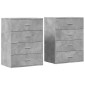 vidaXL Βοηθητικά Ντουλάπια 2τεμ. Γκρι Σκυρ. 60x39x80εκ. Επεξεργ. Ξύλο