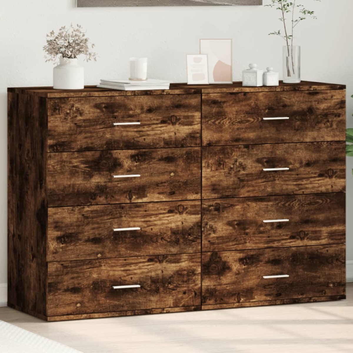 vidaXL Βοηθητικά Ντουλάπια 2τεμ. Καπνιστή Δρυς 60x39x80εκ. Επεξ. Ξύλο