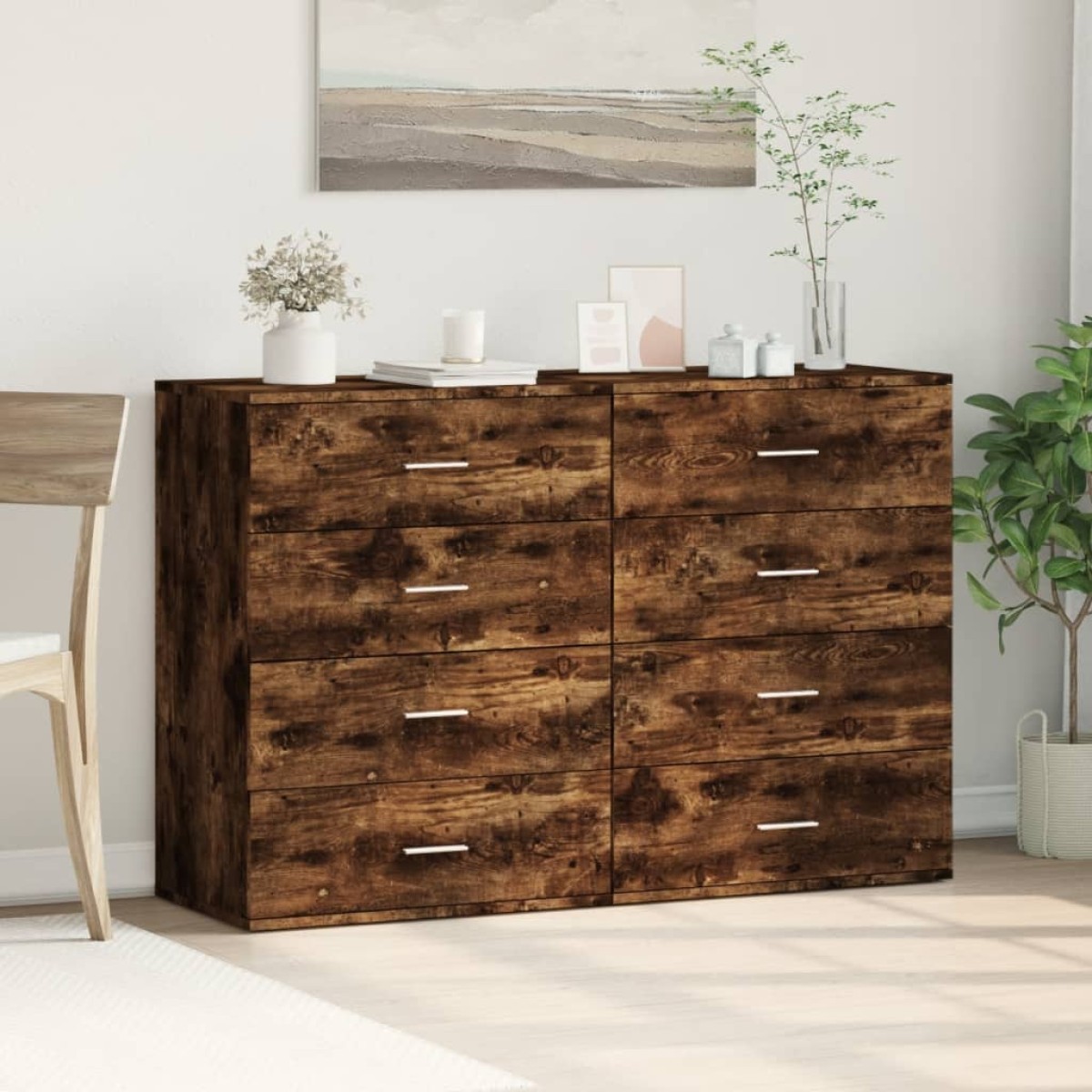 vidaXL Βοηθητικά Ντουλάπια 2τεμ. Καπνιστή Δρυς 60x39x80εκ. Επεξ. Ξύλο