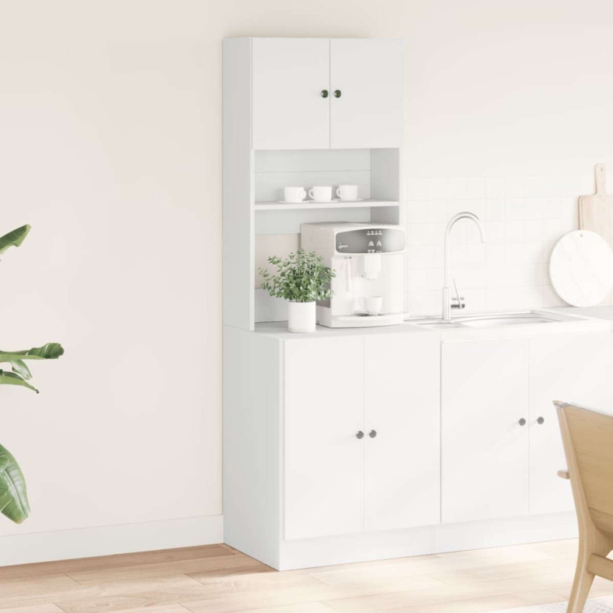vidaXL Στήλη Κουζίνας Λευκή 60 x 50 x 180 εκ. από Επεξεργασμένο Ξύλο