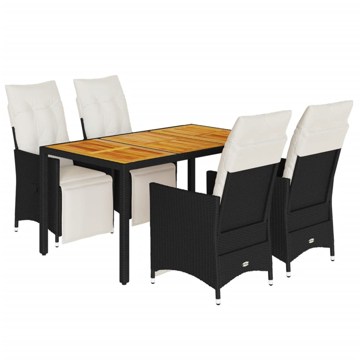 vidaXL Σετ Τραπεζαρίας Κήπου 5 Τεμαχίων Μαύρο Συνθ. Ρατάν με Μαξιλάρια