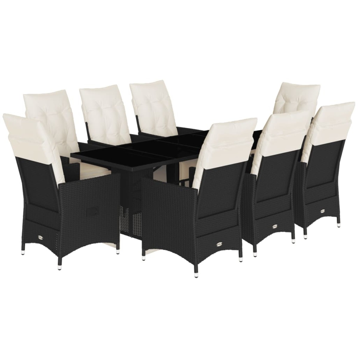 vidaXL Σετ Τραπεζαρίας Κήπου 9 τεμ Μαύρο από Συνθ. Ρατάν με Μαξιλάρια