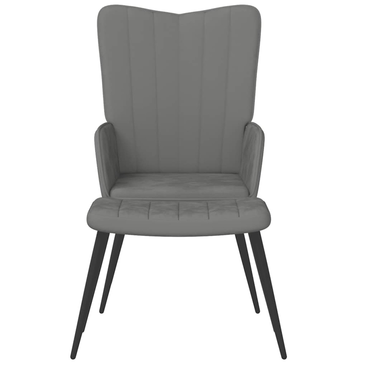 vidaXL Πολυθρόνα Relax Σκούρο Γκρι Βελούδινη με Σκαμπό