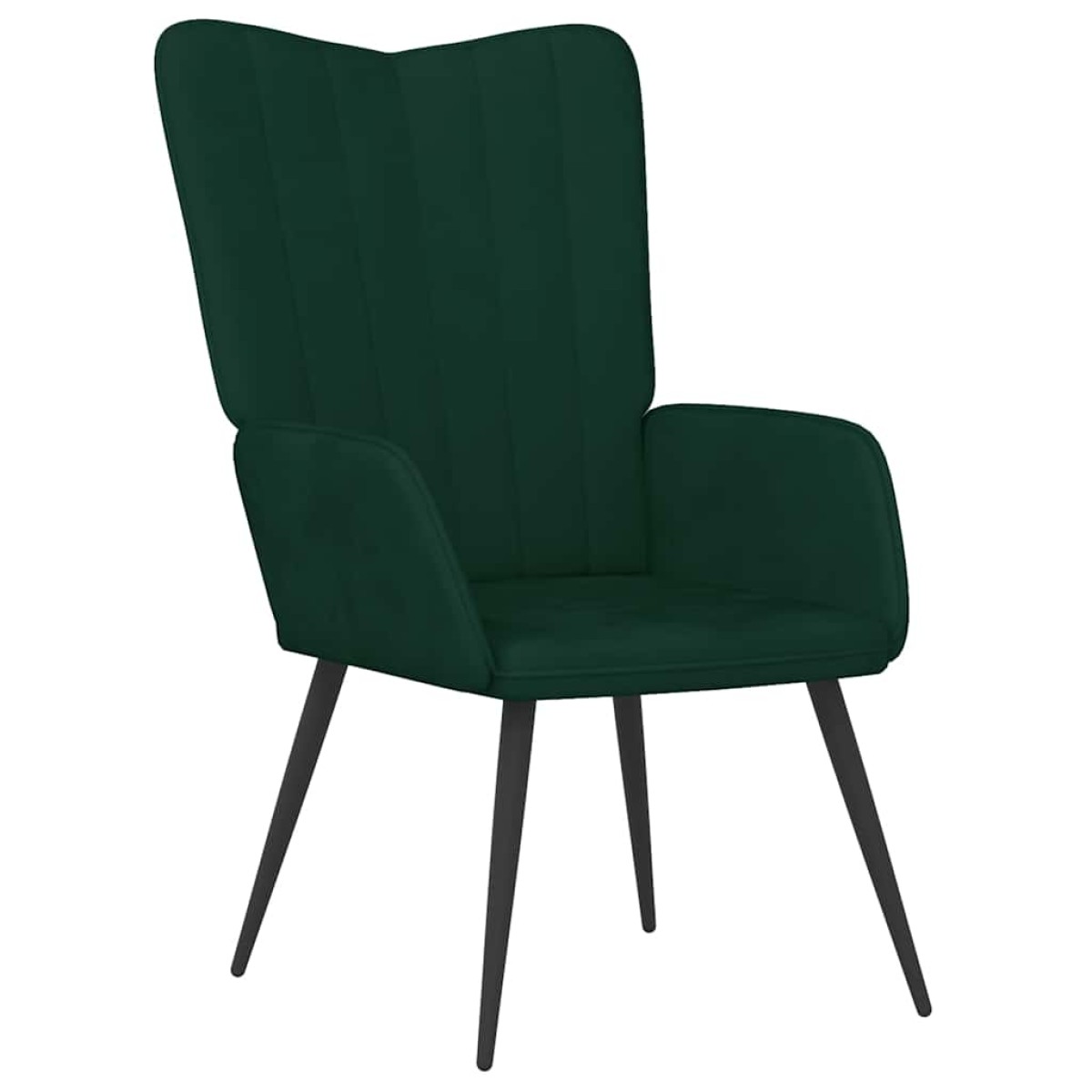vidaXL Πολυθρόνα Relax Σκούρο Πράσινο Βελούδινη με Σκαμπό