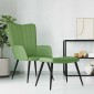 vidaXL Πολυθρόνα Relax Ανοιχτό Πράσινο Βελούδινη με Σκαμπό