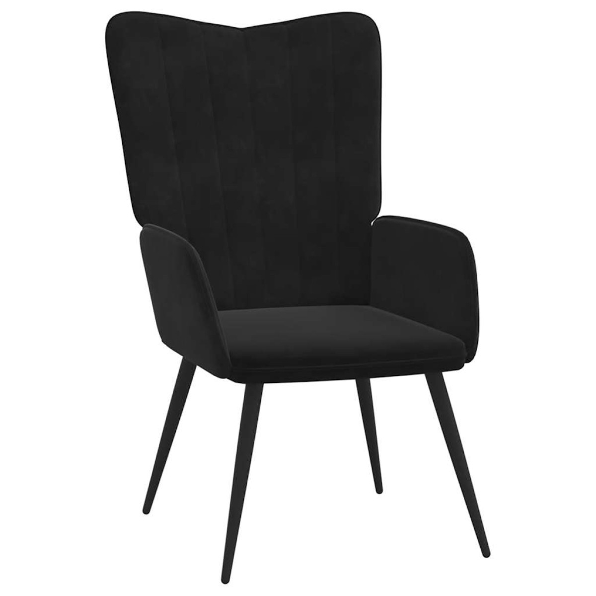 vidaXL Πολυθρόνα Relax Μαύρη Βελούδινη με Σκαμπό