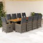 vidaXL Σετ Επίπλων Bistro Κήπου 11 τεμ Γκρι Συνθετ. Ρατάν με Μαξιλάρια