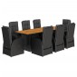 vidaXL Σετ Τραπεζαρίας Κήπου 9 τεμ Μαύρο από Συνθ. Ρατάν με Μαξιλάρια