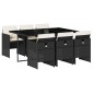 vidaXL Σετ Τραπεζαρίας Κήπου 7 Τεμ. Μαύρο Συνθετικό Ρατάν με Μαξιλάρια