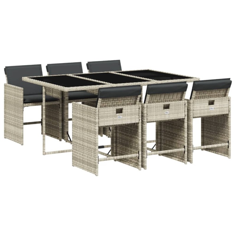 vidaXL Σετ Τραπεζαρίας Κήπου 7 τεμ. Αν. Γκρι Συνθ. Ρατάν με Μαξιλάρια