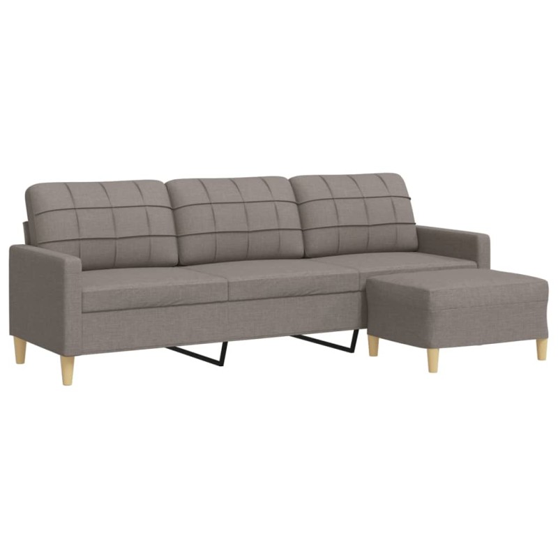 vidaXL Καναπές Τριθέσιος Taupe 180 εκ. Υφασμάτινος με Υποπόδιο