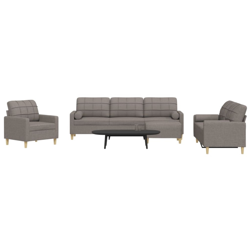 vidaXL Σαλόνι Σετ 4 Τεμαχίων Taupe Ύφασμα + Μαξιλάρια/Υποπόδιο