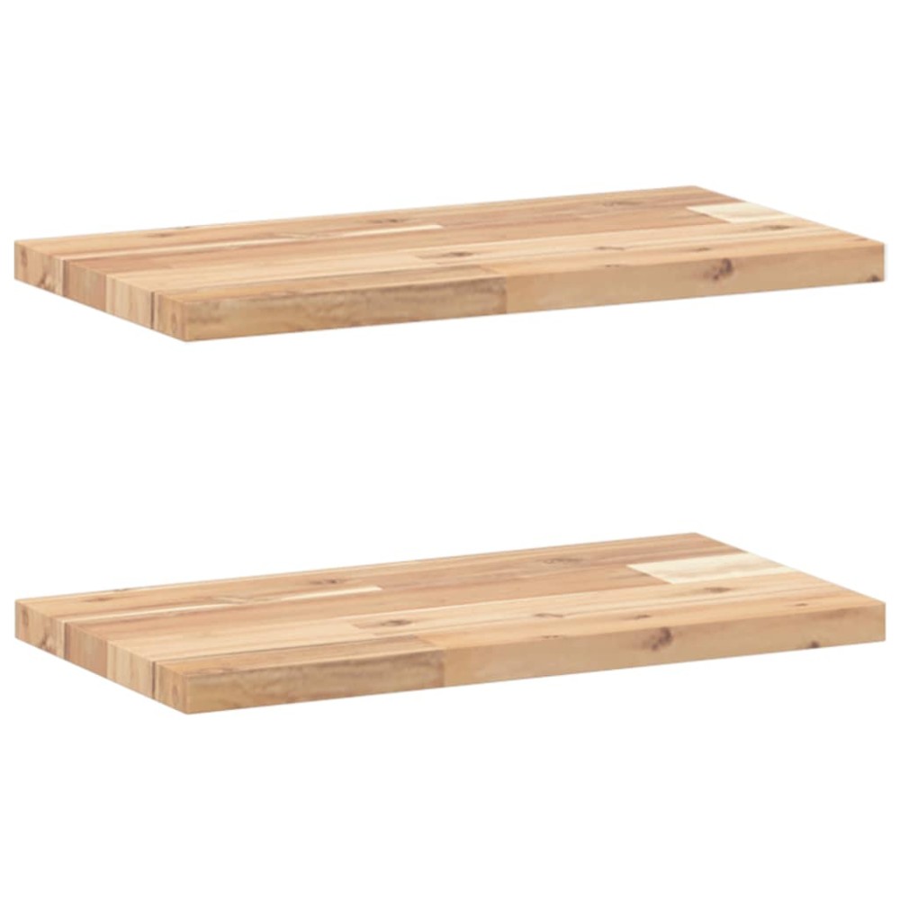 vidaXL Ράφια Πλωτά 2 τεμ. 60x20x2 εκ. από Μασίφ Ξύλο Ακακίας χωρίς Επεξεργασία