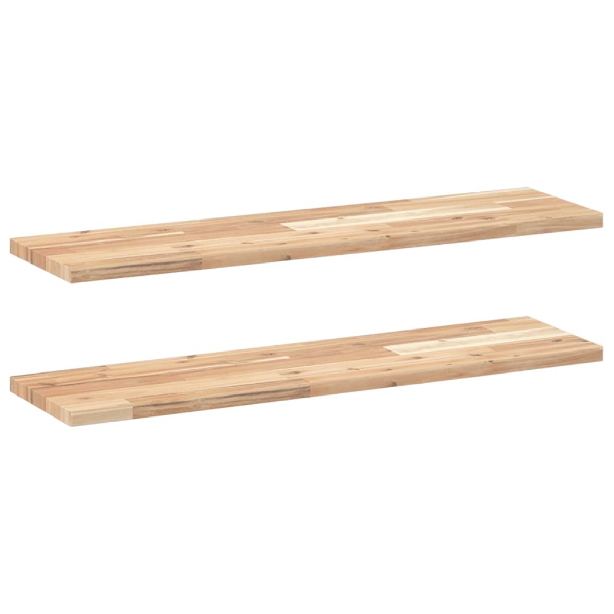 vidaXL Ράφια Πλωτά 2 τεμ. 80x20x2 εκ. από Μασίφ Ξύλο Ακακίας χωρίς Επεξεργασία