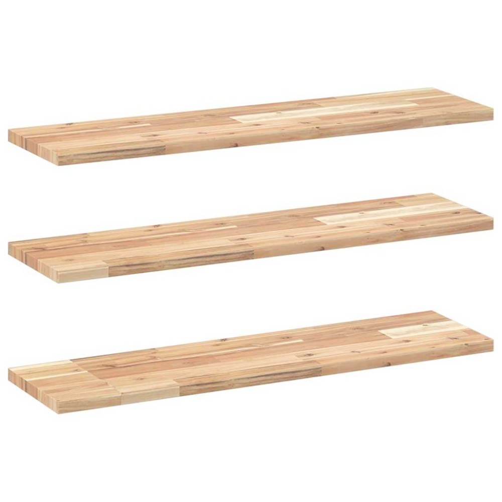 vidaXL Ράφια Πλωτά 3 τεμ. 80x20x2 εκ. από Μασίφ Ξύλο Ακακίας χωρίς Επεξεργασία
