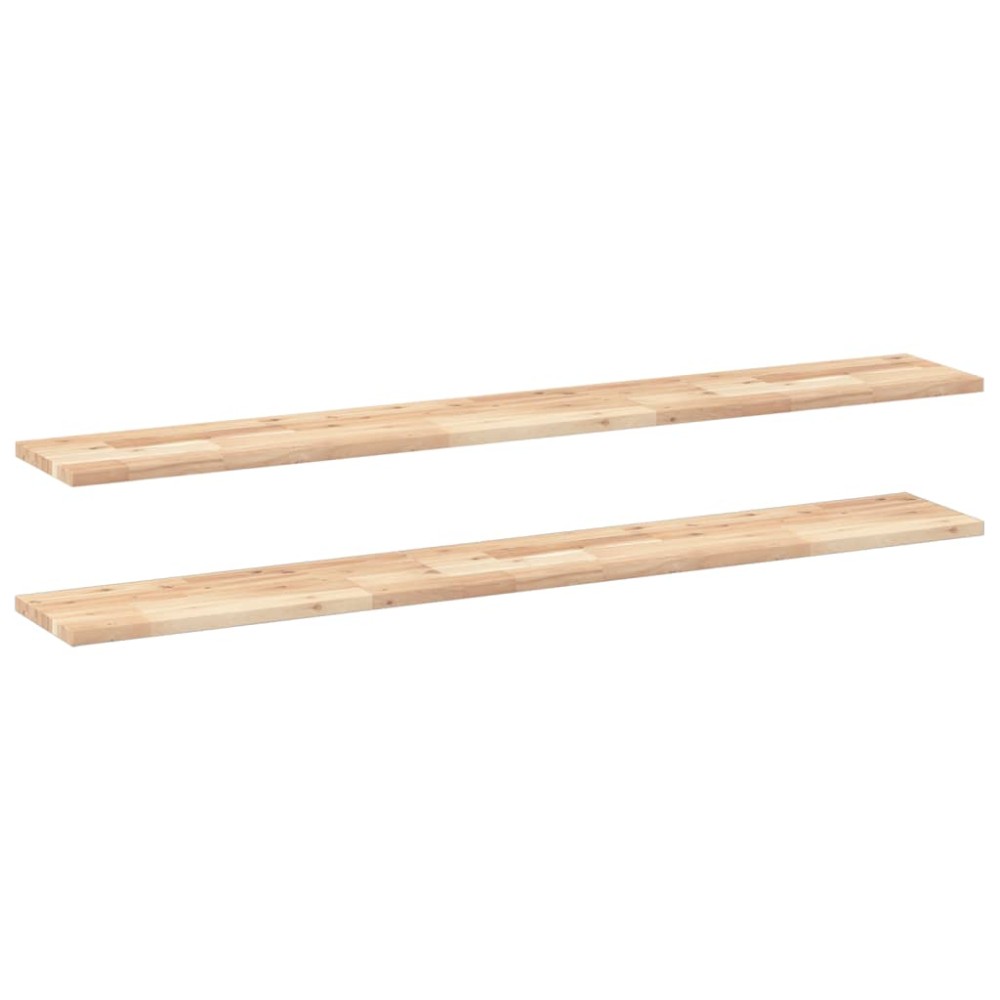 vidaXL Ράφια Πλωτά 2 τεμ. 160x20x2 εκ. από Μασίφ Ξύλο Ακακίας χωρίς Επεξεργασία