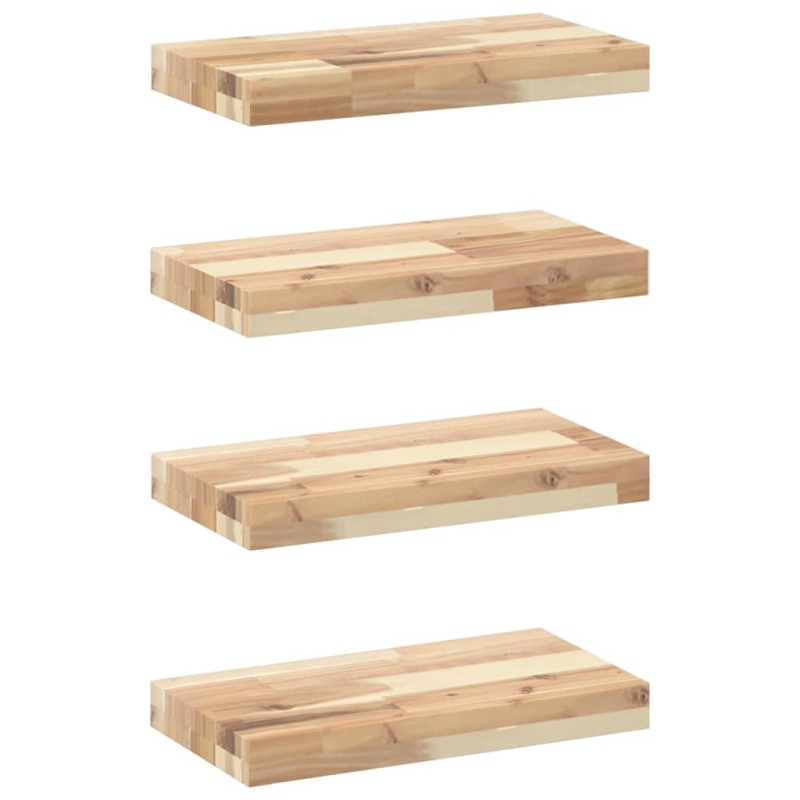 vidaXL Ράφια Πλωτά 4 τεμ. 40x20x4 εκ. από Μασίφ Ξύλο Ακακίας