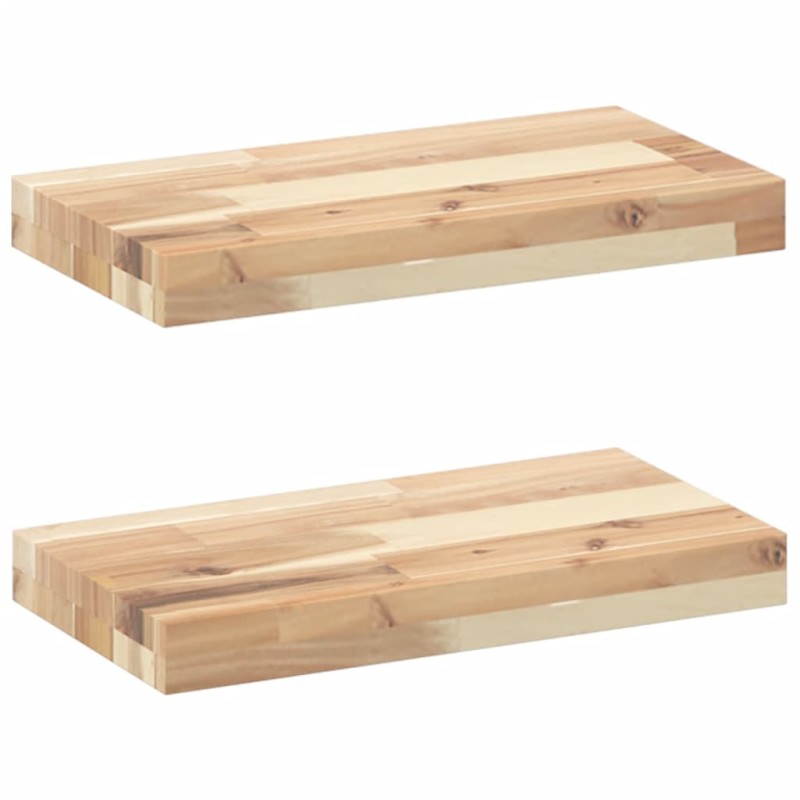 vidaXL Ράφια Πλωτά 2 τεμ. 60x20x4 εκ. από Μασίφ Ξύλο Ακακίας