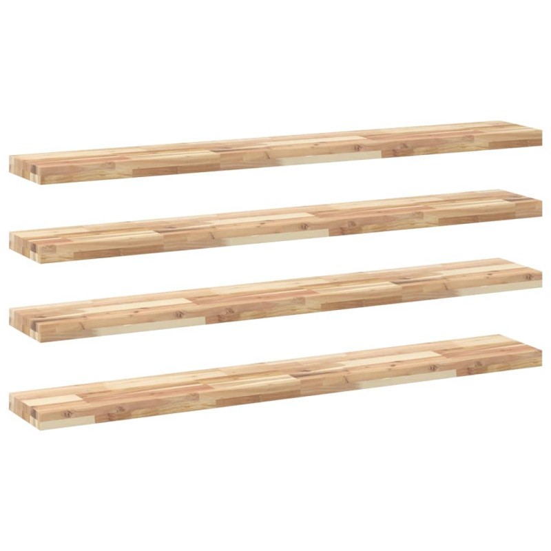 vidaXL Ράφια Πλωτά 4 τεμ. 120x20x4 εκ. από Μασίφ Ξύλο Ακακίας, Ακατέργαστο