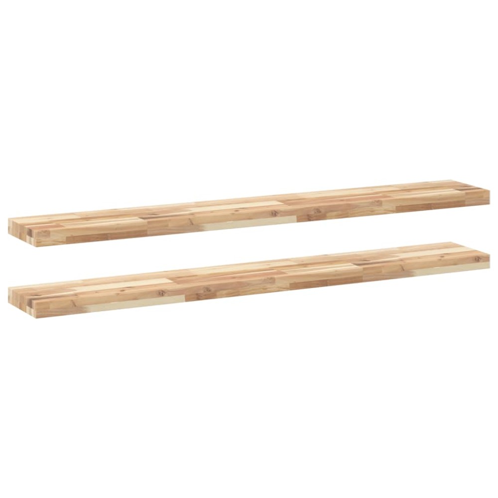 vidaXL Ράφια Πλωτά 2 τεμ. 140x20x4 εκ. από Μασίφ Ξύλο Ακακίας