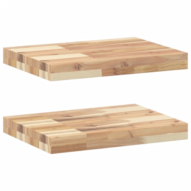vidaXL Ράφια Πλωτά 2 τεμ. 60x30x4 εκ. από Μασίφ Ξύλο Ακακίας χωρίς Επεξεργασία