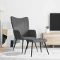 vidaXL Πολυθρόνα Relax Σκούρο Γκρι Υφασμάτινη με Σκαμπό