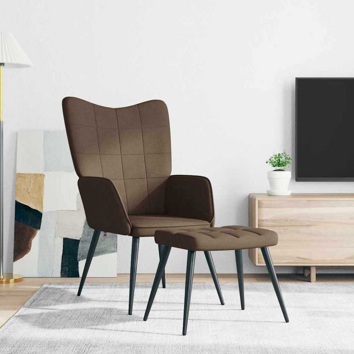 vidaXL Πολυθρόνα Relax Καφέ Υφασμάτινη με Σκαμπό