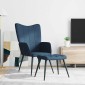 vidaXL Πολυθρόνα Relax Μπλε Υφασμάτινη με Σκαμπό