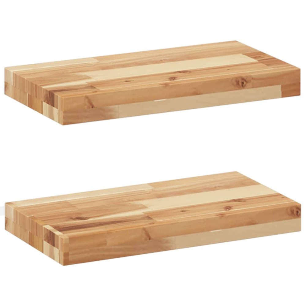 vidaXL Ράφια Πλωτά 2 τεμ. 60x20x4 εκ. από Μασίφ Ξύλο Ακακίας με Φινίρισμα Λαδιού