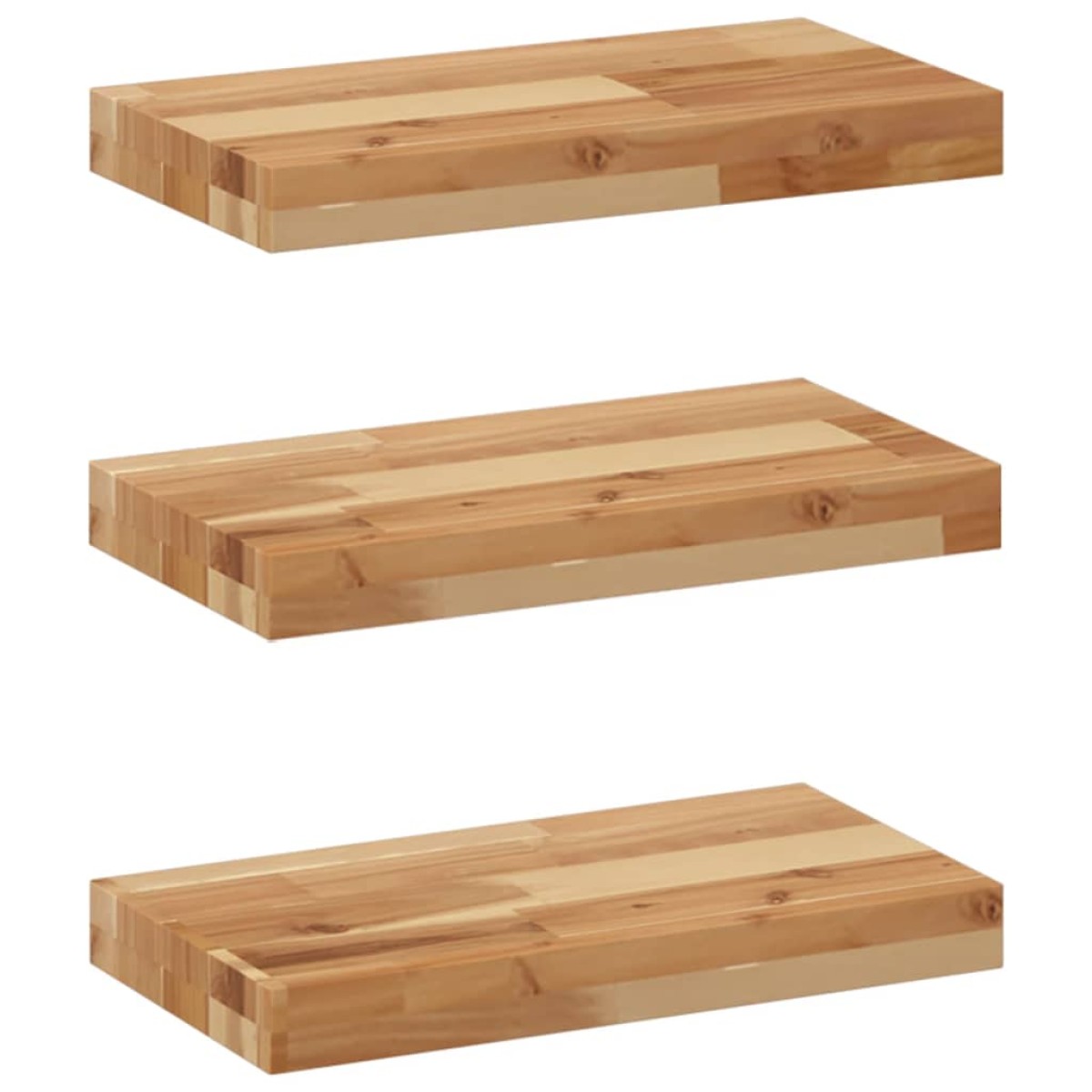 vidaXL Ράφια Πλωτά 3 τεμ. 60x20x4 εκ. από Μασίφ Ξύλο Ακακίας με Φινίρισμα Λαδιού