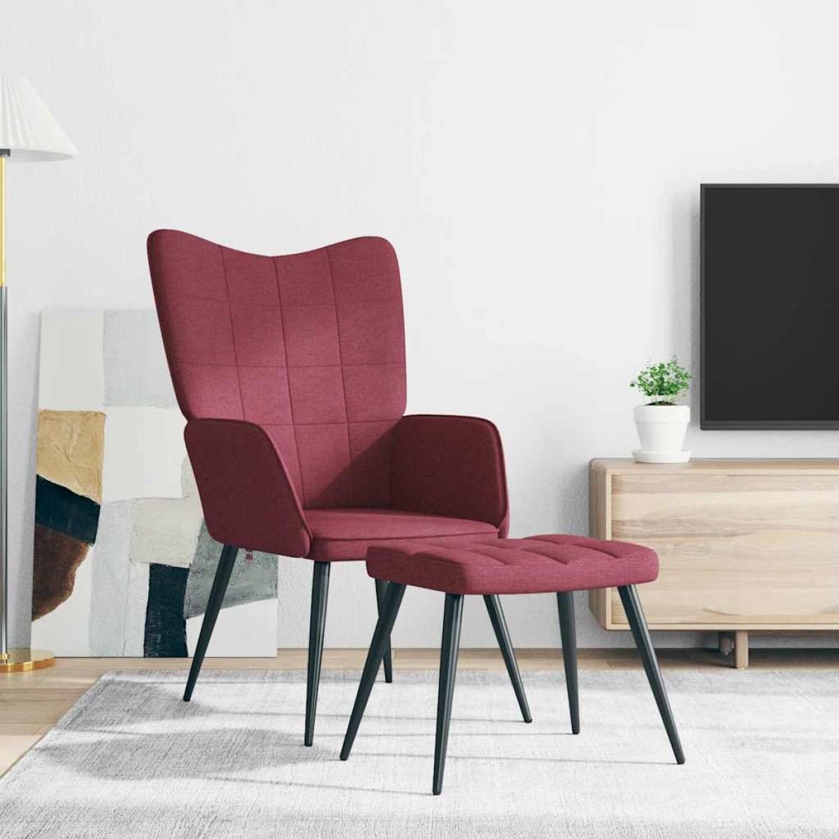 vidaXL Πολυθρόνα Relax Μπορντό Υφασμάτινη με Σκαμπό