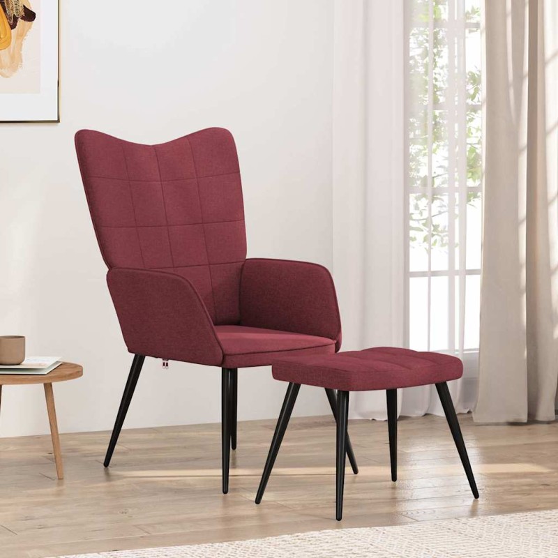 vidaXL Πολυθρόνα Relax Μπορντό Υφασμάτινη με Σκαμπό