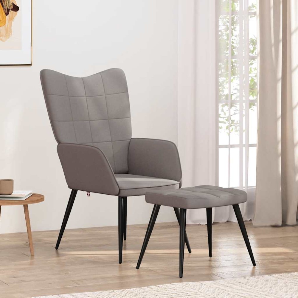 vidaXL Πολυθρόνα Relax Χρώμα Taupe Υφασμάτινη με Σκαμπό