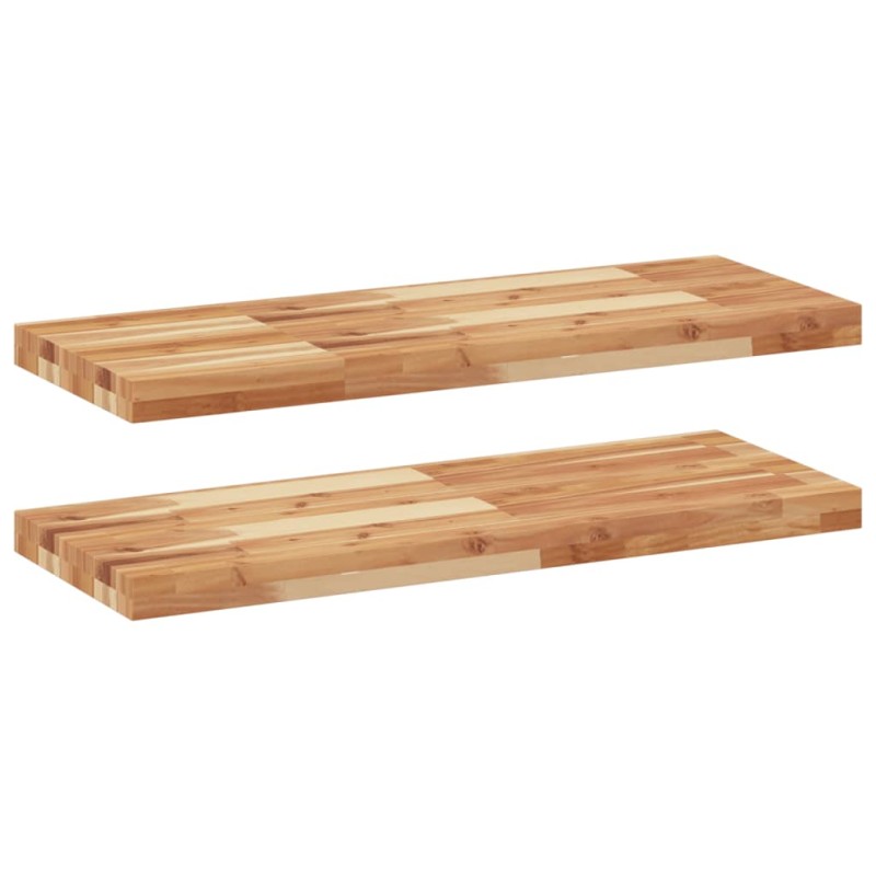 vidaXL Ράφια Κρεμαστά 2 Τεμ. 100x30x4εκ. Φινίρισμα Λαδιού Μασίφ Ακακία