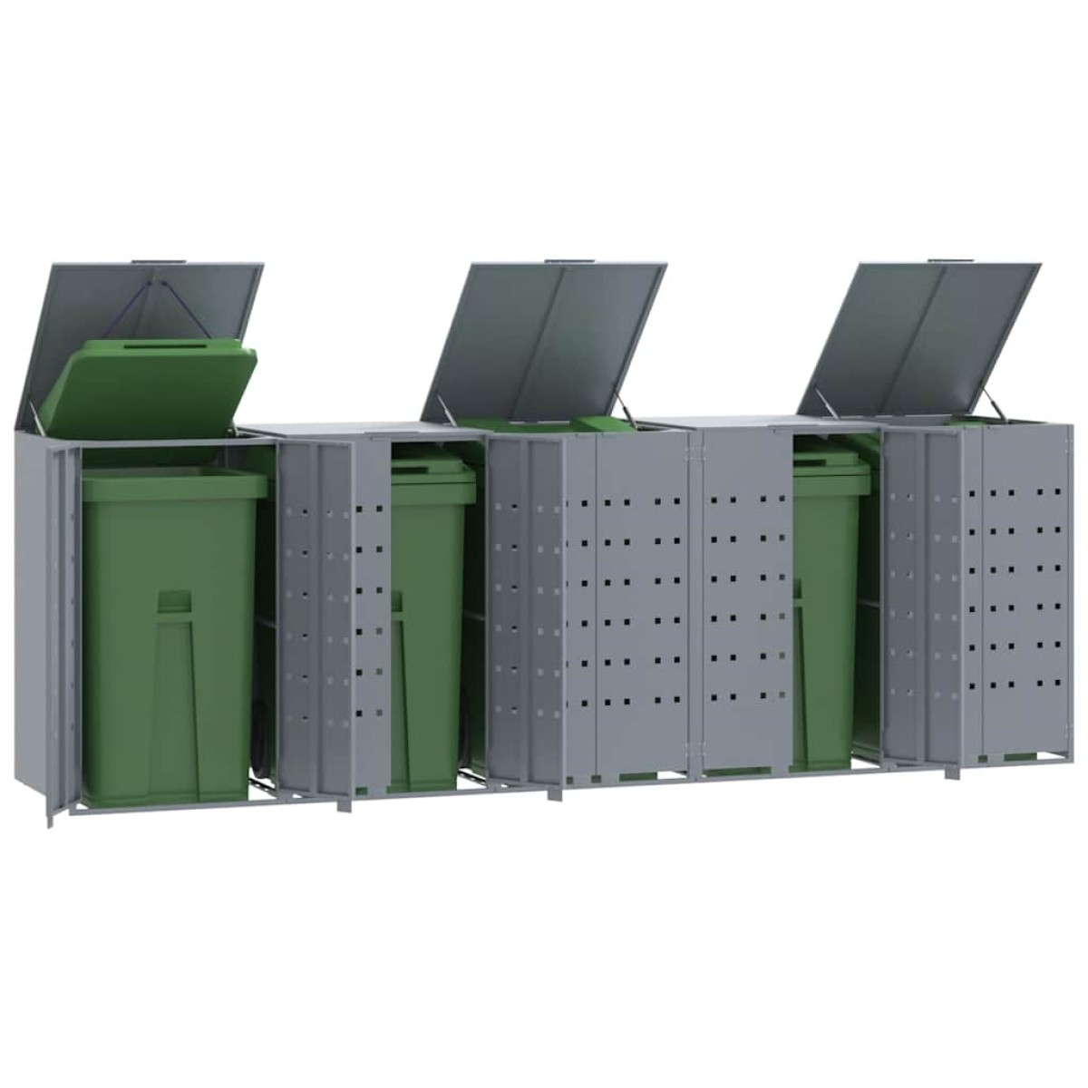 vidaXL Πλαίσιο Κάδων Απορριμμάτων 5 Κάδοι Γκρι 345x79x117 εκ. Ατσάλι