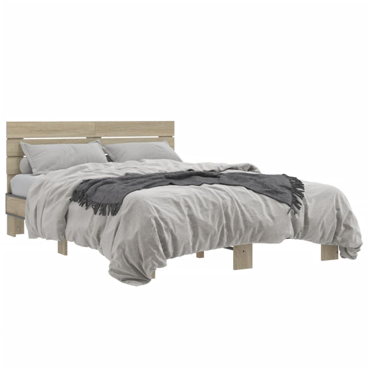 vidaXL Πλαίσιο Κρεβατιού Sonoma Δρυς 140x200 εκ. Επεξ. Ξύλο & Μέταλλο