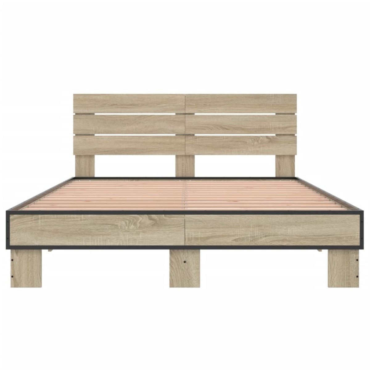 vidaXL Πλαίσιο Κρεβατιού Sonoma Δρυς 140x200 εκ. Επεξ. Ξύλο & Μέταλλο