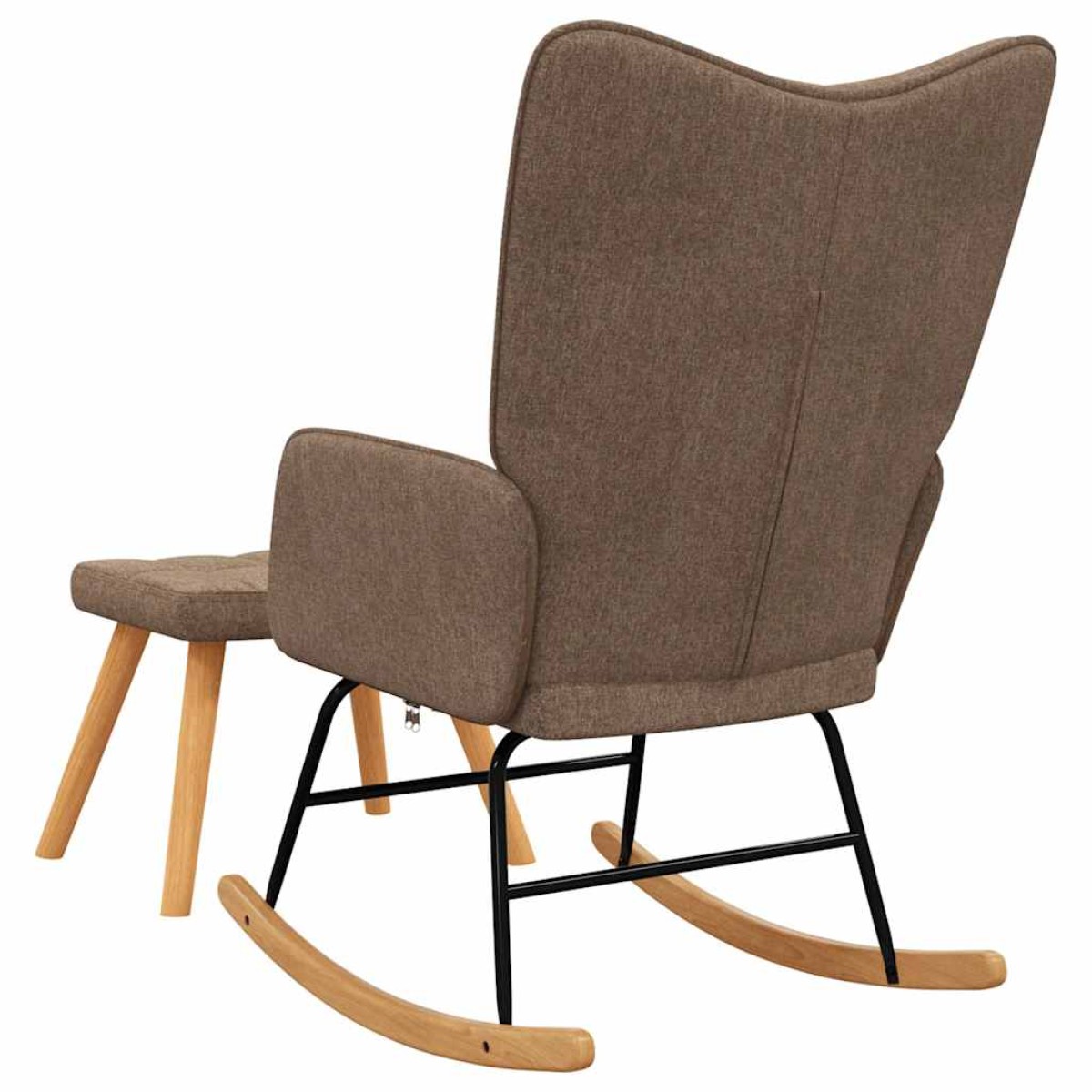 vidaXL Πολυθρόνα Κουνιστή Καφέ Υφασμάτινη με Σκαμπό